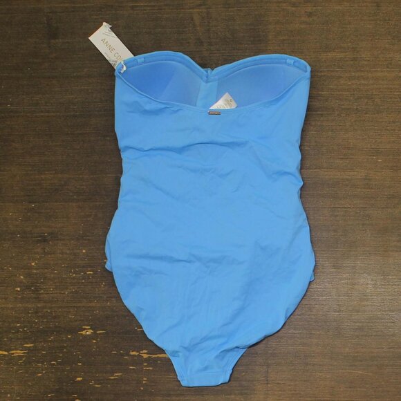 NEW Anne Cole In Color Twist Front Shirred One-Piece Swimsuit Arctic Blue 10 - Picture 2 of 10